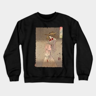 Japanese Ukiyo-e art women under cherry blossom by Tsukioka Yoshitoshi Crewneck Sweatshirt